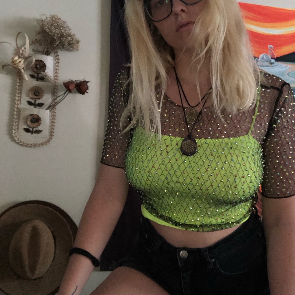 see through sequin crop top